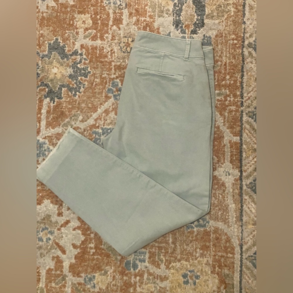 Loft raw-edge pants Sz 6 (greenish blue)
